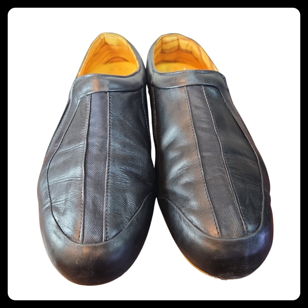 VINTAGE‎ FILA Viceversa Women's 10 Black Leather Slip On Loafers Made Italy Y2K